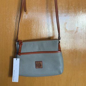 Dooney & Bourke Pebble Grain Ginger Pouchette Crossbody Purse Gray/Smoke NWT